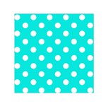 Polka Dots - White on Bright Turquoise Small Satin Scarf  (Square)