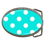 Polka Dots - White on Bright Turquoise Belt Buckle