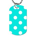 Polka Dots - White on Bright Turquoise Dog Tag (Two Sides)