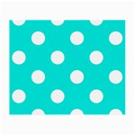 Polka Dots - White on Bright Turquoise Small Glasses Cloth (2 Sides)