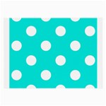 Polka Dots - White on Bright Turquoise Large Glasses Cloth (2 Sides)