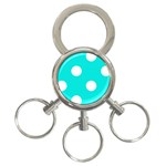 Polka Dots - White on Bright Turquoise 3-Ring Key Chain