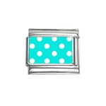 Polka Dots - White on Bright Turquoise Italian Charm (9mm)