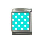 Polka Dots - White on Bright Turquoise Italian Charm (13mm)