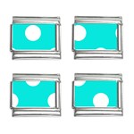 Polka Dots - White on Bright Turquoise 9mm Italian Charm (4 pack)