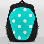 Polka Dots - White on Bright Turquoise Backpack Bag