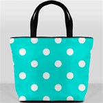 Polka Dots - White on Bright Turquoise Bucket Bag