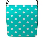 Polka Dots - White on Bright Turquoise Flap Closure Messenger Bag (L)