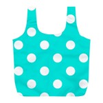 Polka Dots - White on Bright Turquoise Full Print Recycle Bag (L)