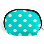 Polka Dots - White on Bright Turquoise Accessory Pouch (Medium)