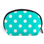 Polka Dots - White on Bright Turquoise Accessory Pouch (Large)