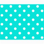 Polka Dots - White on Bright Turquoise Collage 8  x 10 