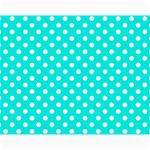 Polka Dots - White on Bright Turquoise Collage 11  x 14 