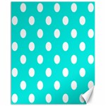 Polka Dots - White on Bright Turquoise Canvas 16  x 20 
