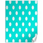 Polka Dots - White on Bright Turquoise Canvas 18  x 24 