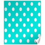 Polka Dots - White on Bright Turquoise Canvas 20  x 24 