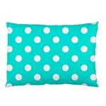 Polka Dots - White on Bright Turquoise Pillow Case (Two Sides)