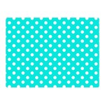 Polka Dots - White on Bright Turquoise Double Sided Flano Blanket (Mini)