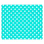 Polka Dots - White on Bright Turquoise Double Sided Flano Blanket (Small)