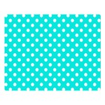 Polka Dots - White on Bright Turquoise Double Sided Flano Blanket (Large)