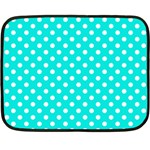 Polka Dots - White on Bright Turquoise Double Sided Fleece Blanket (Mini)