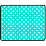 Polka Dots - White on Bright Turquoise Fleece Blanket (Medium) (One Side)