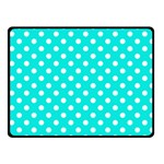 Polka Dots - White on Bright Turquoise Fleece Blanket (Small) (One Side)
