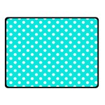 Polka Dots - White on Bright Turquoise Double Sided Fleece Blanket (Small) (Two Sides)