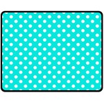 Polka Dots - White on Bright Turquoise Double Sided Fleece Blanket (Medium) (Two Sides)