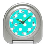 Polka Dots - White on Bright Turquoise Desk Alarm Clock