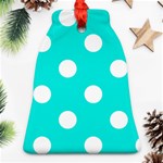 Polka Dots - White on Bright Turquoise Ornament (Bell)