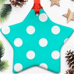 Polka Dots - White on Bright Turquoise Star Ornament (Two Sides)