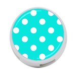 Polka Dots - White on Bright Turquoise 4-Port USB Hub (One Side)