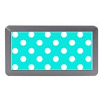 Polka Dots - White on Bright Turquoise Memory Card Reader (Mini)