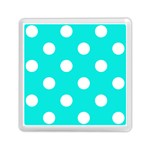 Polka Dots - White on Bright Turquoise Memory Card Reader with Storage (Square)