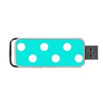 Polka Dots - White on Bright Turquoise Portable USB Flash (Two Sides)
