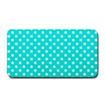 Polka Dots - White on Bright Turquoise Medium Bar Mat