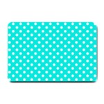 Polka Dots - White on Bright Turquoise Small Doormat