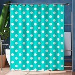 Polka Dots - White on Bright Turquoise Shower Curtain 60  x 72  (Medium)