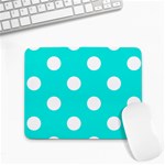 Polka Dots - White on Bright Turquoise Small Mousepad