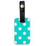Polka Dots - White on Bright Turquoise Luggage Tag (One Side)