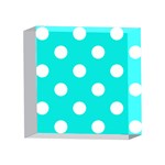 Polka Dots - White on Bright Turquoise 4 x 4  Acrylic Photo Block