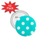Polka Dots - White on Bright Turquoise 1.75  Button (10 pack)
