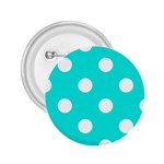 Polka Dots - White on Bright Turquoise 2.25  Button