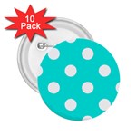 Polka Dots - White on Bright Turquoise 2.25  Button (10 pack)