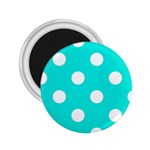 Polka Dots - White on Bright Turquoise 2.25  Magnet