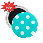 Polka Dots - White on Bright Turquoise 2.25  Magnet (10 pack)