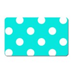 Polka Dots - White on Bright Turquoise Magnet (Rectangular)