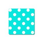 Polka Dots - White on Bright Turquoise Magnet (Square)