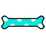 Polka Dots - White on Bright Turquoise Magnet (Dog Bone)